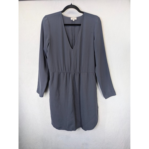Wilfred Dress Size Small Slate Blue Long Sleeve Mini Pockets Lined Elastic Waist - Picture 2 of 8